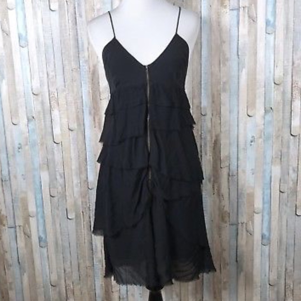 Aritzia Wilfred 100% Silk Tiered Black Dress
